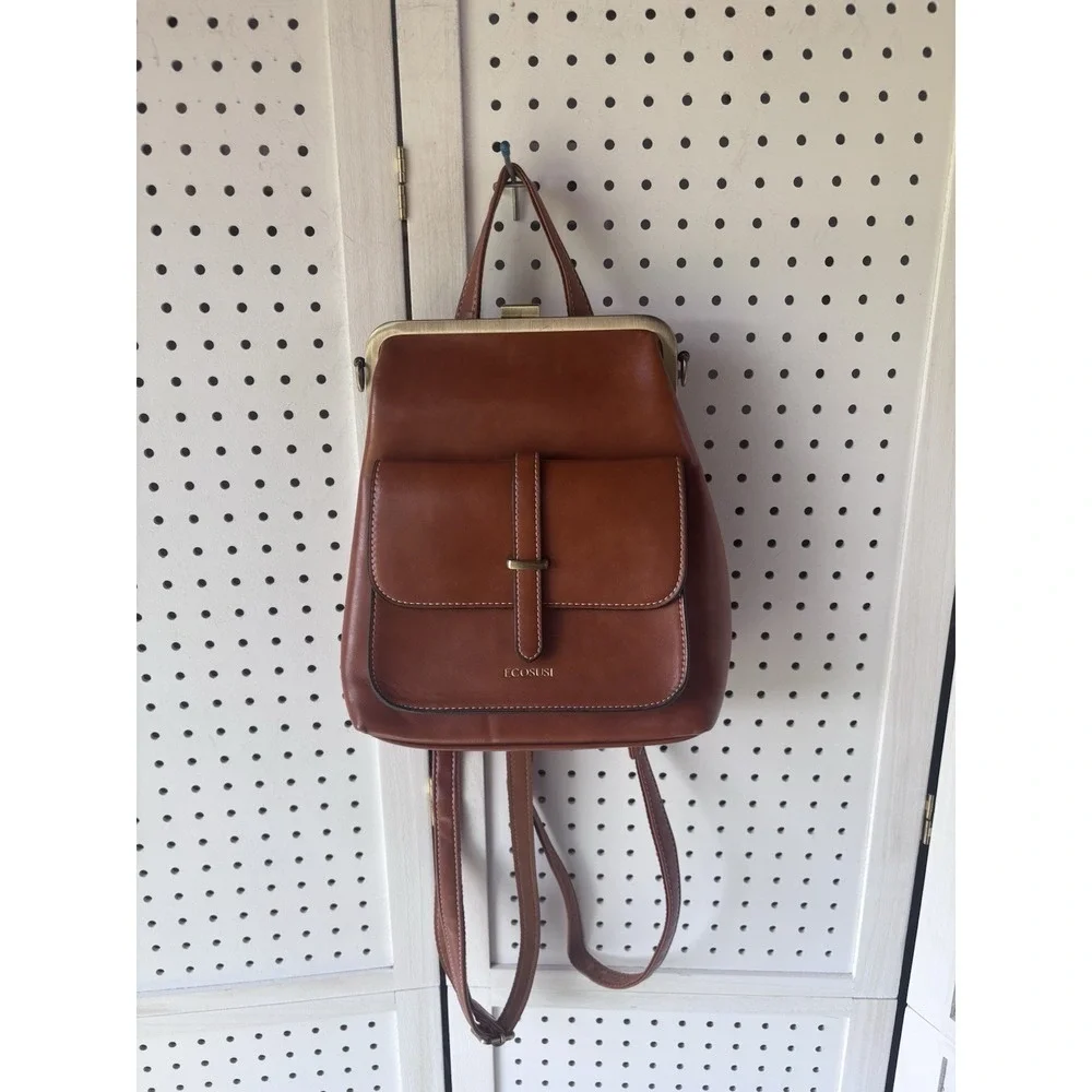 ECOSUSI Brown Backpack Crossbody Convertible Purse Bag Satchel Handbag - Picture 1 of 8